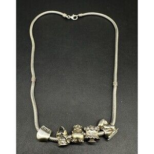 925 Sterling Silver Charm Necklace w/ 5 Charms 42Gs